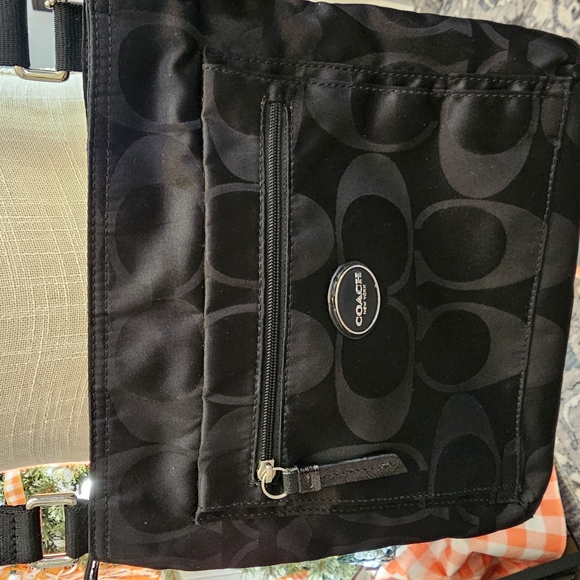 COACH Signature Nylon Crossbody Shoulder File Bag - Picture 2 of 6